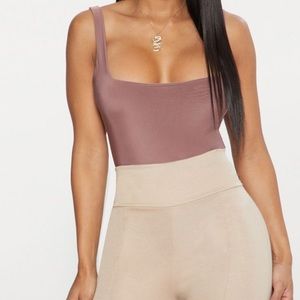 Mauve Square Neck  Bodysuit